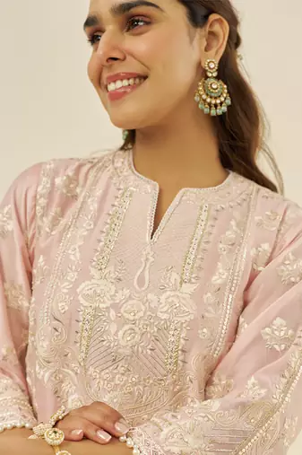 Blush pink maziya - long chauga with salwar