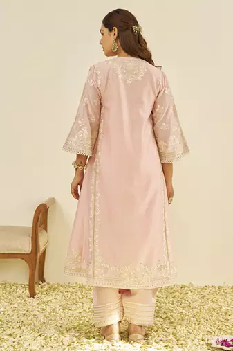 Blush pink maziya - long chauga with salwar