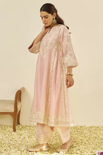 Blush pink maziya - long chauga with salwar