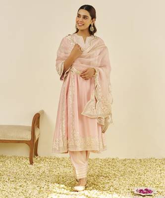 Blush pink maziya - long chauga with salwar and dupatta 1