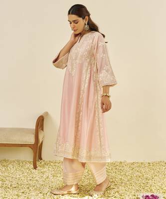 Blush pink maziya - long chauga with salwar and dupatta 3