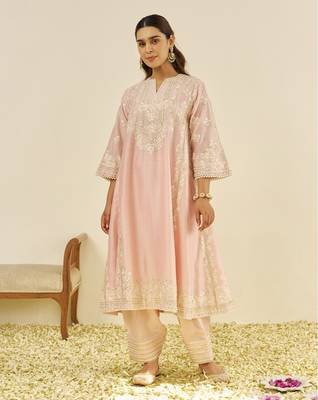 Blush pink maziya - long chauga with salwar and dupatta 5