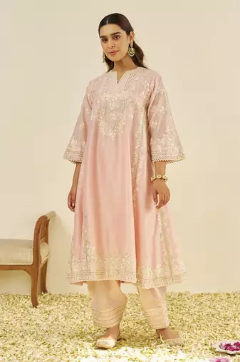 Blush pink maziya - long chauga with salwar and dupatta