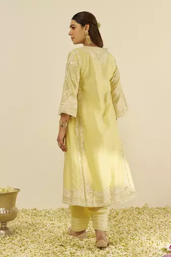 Lemon yellow maziya - long chauga with salwar