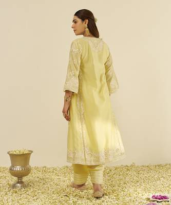 Lemon yellow maziya - long chauga with salwar and dupatta 2