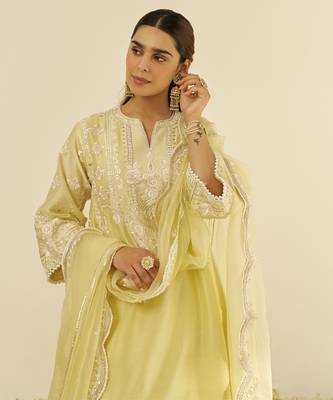 Lemon yellow maziya - long chauga with salwar and dupatta 3