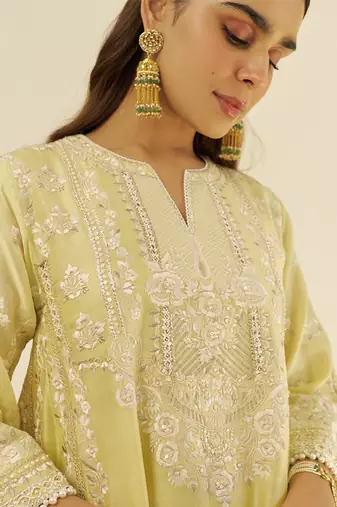 Lemon yellow maziya - long chauga with salwar and dupatta