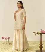 Beige sameeha - short kurta with sharara
