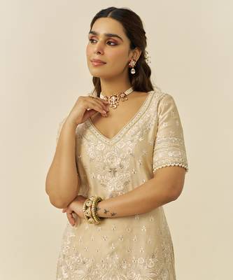 Beige sameeha - short kurta with sharara 2