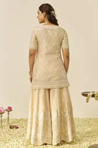 Beige sameeha - short kurta with sharara