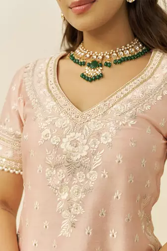 Off rose sameeha - short kurta with sharara