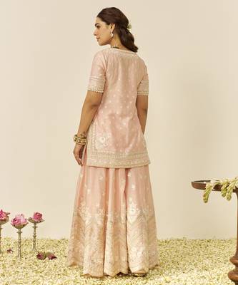 Off rose sameeha - short kurta with sharara and dupatta 3