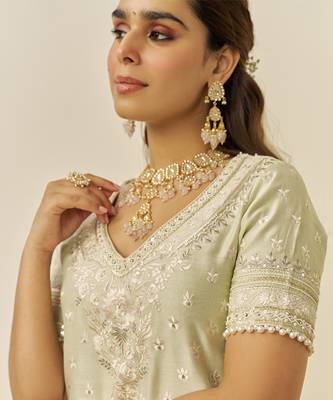 Mint green sameeha - short kurta with sharara 3