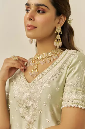 Mint green sameeha - short kurta with sharara