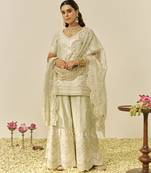 Mint green sameeha - short kurta with sharara and dupatta
