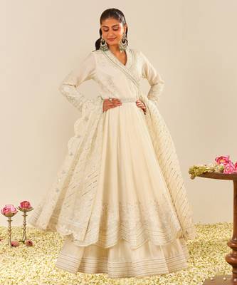Daisy ivory ameena - long anarkali with skirt and dupatta 1