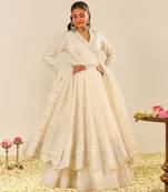 Daisy ivory ameena - long anarkali with skirt and dupatta