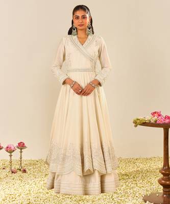Daisy ivory ameena - long anarkali with skirt and dupatta 2
