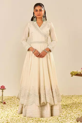 Daisy ivory ameena - long anarkali with skirt and dupatta