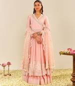 Blush pink ameena - long anarkali with skirt