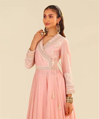 Blush pink ameena - long anarkali with skirt 2