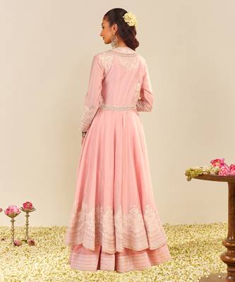 Blush pink ameena - long anarkali with skirt 3
