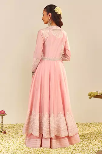 Blush pink ameena - long anarkali with skirt