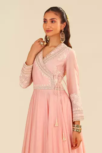Blush pink ameena - long anarkali with skirt and dupatta