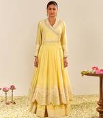 Lemon yellow ameena - long anarkali with skirt