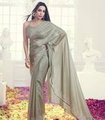 Art Silk swarovski Mirror Work Saree with Unstitch Blouse Piece