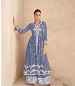 Light purple pure rayon chikankari work full stitched palazzo suits with dupatta