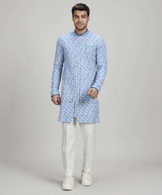 Azure pixel printed layered kurta set 1