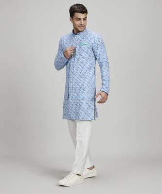 Azure pixel printed layered kurta set 2