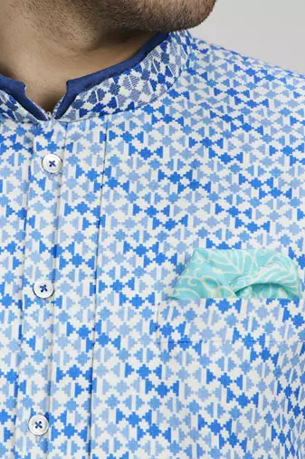 Azure pixel printed layered kurta set