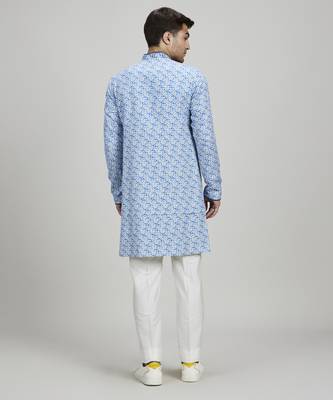 Azure pixel printed layered kurta set 5