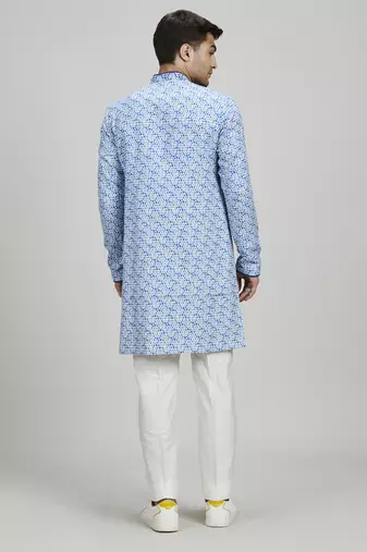 Azure pixel printed layered kurta set