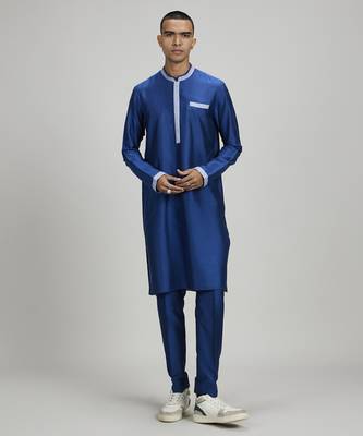 Cobalt foliage printed dashiki kurta set 1