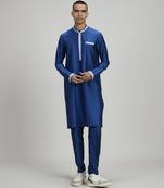 Cobalt foliage printed dashiki kurta set