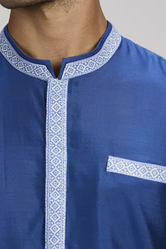 Cobalt foliage printed dashiki kurta set