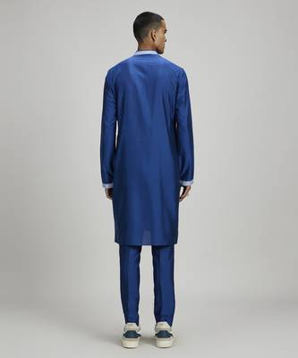 Cobalt foliage printed dashiki kurta set 4