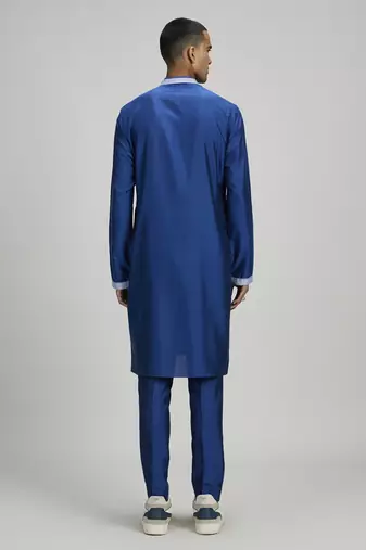 Cobalt foliage printed dashiki kurta set