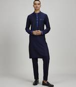 Navy ikat printed dashiki kurta set