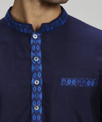 Navy ikat printed dashiki kurta set 2