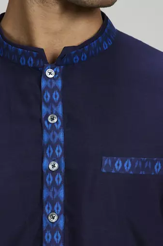 Navy ikat printed dashiki kurta set