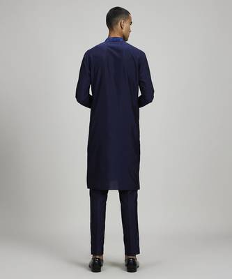 Navy ikat printed dashiki kurta set 3
