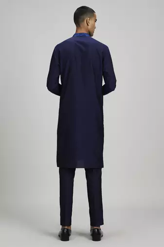 Navy ikat printed dashiki kurta set