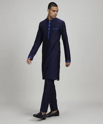 Navy ikat printed dashiki kurta set 4