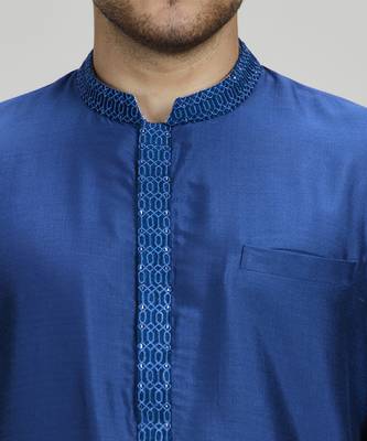 Cobalt gridiron embroidered dashiki kurta set 2