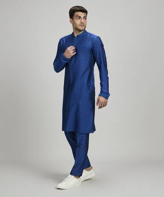 Cobalt gridiron embroidered dashiki kurta set 4