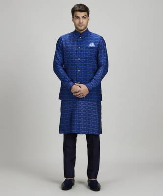 Navy ikat printed bandhi jacket 1